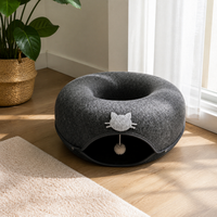 Cat Tunnel Donut Bed Semi-Enclosed Pet House with Play Tunnel, Washable & Dirt-Resistant