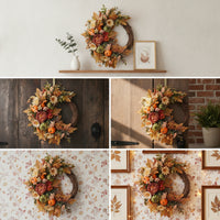 Pumpkin Wreath Thanksgiving Wall Hanging Vintage Door Decoration for Holiday, Wedding