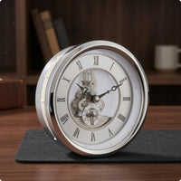 Skeleton Movement Clock Head Metal Roman Numeral Clock Head Black Hands Timepiece Part