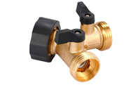 Brass Garden Hose Splitter with Shut off Valves Threaded Hose Splitter with Washers Leak Proof Y Connector Heavy Duty for Gardeners, Homeowners, Patio, Backyard