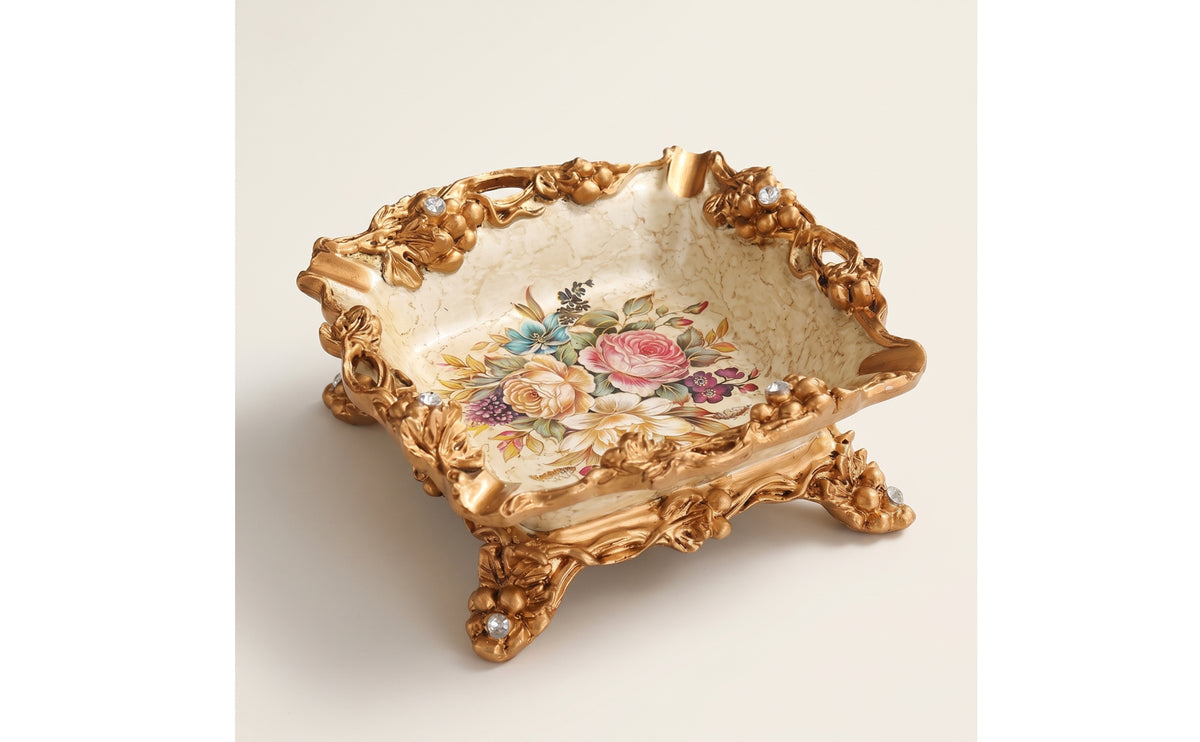 Antique-Inspired Decorative Ornate Tabletop Vintage-Style Vessel Floral for Smokers, Collectors, Coffee Table, Living Room, Office
