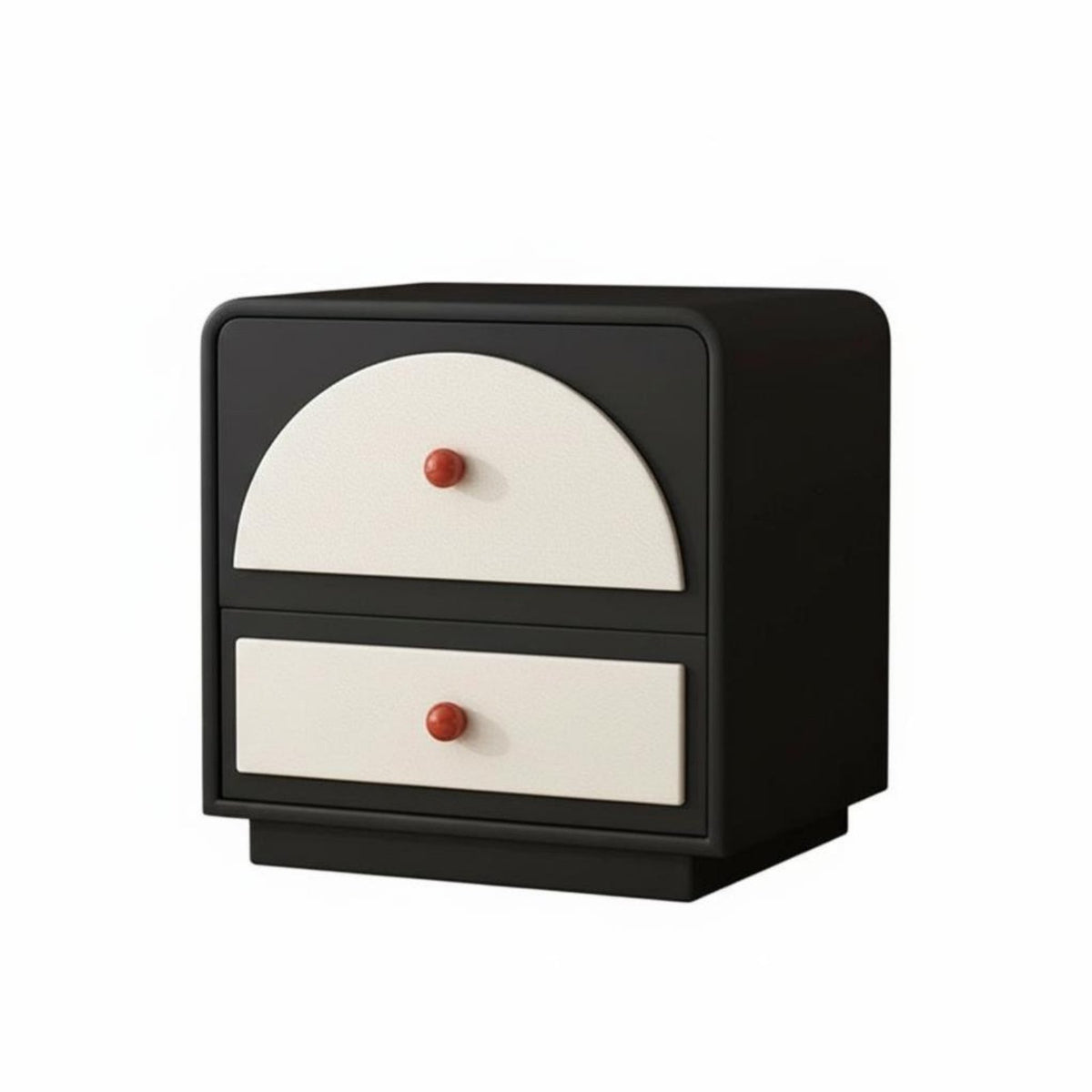 Minimalist Design Rounded 2-Drawer Chest No Assembly Required Nightstand Large Capacity Storage Bedside Cabinet Multi-Functional for Parents, Apartment Dwellers, Homeowners, Children's Room, Creamice