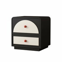 Minimalist Design Rounded 2-Drawer Chest No Assembly Required Nightstand Large Capacity Storage Bedside Cabinet Multi-Functional for Parents, Apartment Dwellers, Homeowners, Children's Room, Creamice