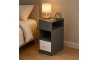 Bedside Cabinet with Drawer Bedside Table with Wheels Space-Saving Narrow Storage Cabinet for Small Bedroom, Dorm Room