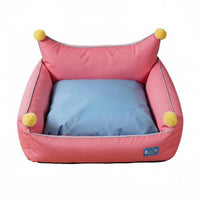Scratch-Resistant Cat Sofa Bed All-Season Use Pom-Pom Pet Sofa Removable Cushion Cushioned Pet Nest High Backrest for Cats, Small Dogs