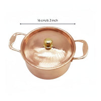 Small Copper Pot European Style Single Person Induction Pot Personal Size Copper Stockpot with Lid for Dining Table, Kitchen