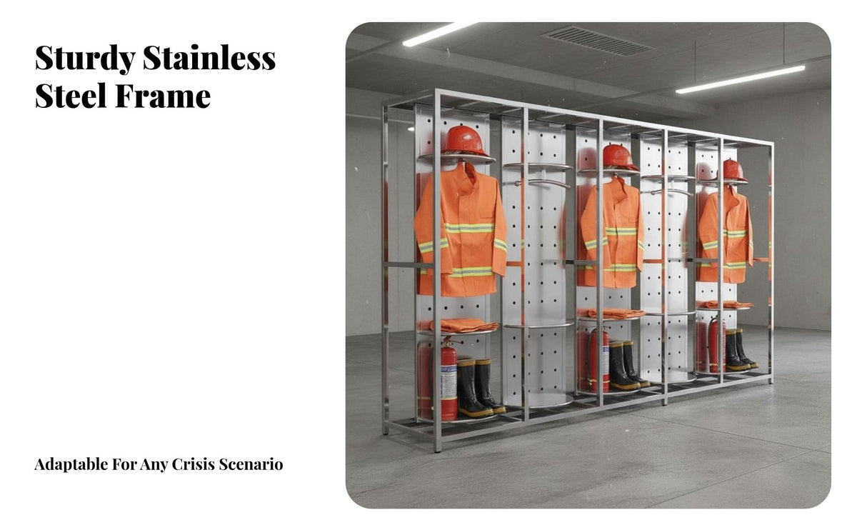 Double-Sided Assistance Suit Rack 360° Rotating Firefighter Gear Rack High Load Capacity Turnout Gear Storage Stand for Firefighters