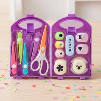 Easy to Use Craft Punch and Scissors Kit Portable Paper Craft Kit with Storage Case Compact Paper Punch Set with Storage Case Hard-Shell for Crafters, Journaling Enthusiasts, Students, Scrapbooking, Card Making, Classroom Projects