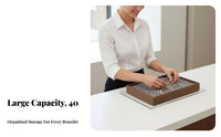 Large Capacity 40-Slot Bracelet Display Tray High-End Design Wooden Bangle Storage Tray Sturdy Wood Frame