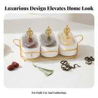 Light Luxury Design Multi-Compartment Nut Serving Platter Dust and Divided Serving Tray with Lid Removable Compartments