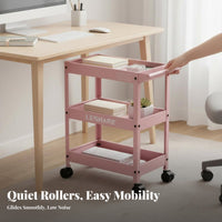 With casters 3-Tier Rolling Organizer Easy to Move 3-Tier Rolling Shelf Multi-Purpose Storage Trolley Space-Saving for Apartment Dwellers, Office Workers, Under Desk, Small Spaces, Living Room, Bedroom