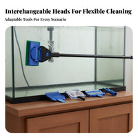 Aquatic Cleaning Kit Interchangeable Heads Long Handle Keeps Hands Dry for Tanks