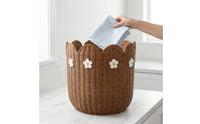Handwoven Wicker Basket Handmade Decorative Storage Basket Multi-Use Woven Tote Bin for Playroom