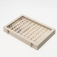 Dustproof Jewelry Box with Glass Lid Slim Jewelry Organizer Box Slim-Line Clear for Dresser, Vanity