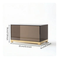 Acrylic Display Box Transparent Brown Collectible Showcase Gold-Metal Base Storage Item