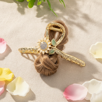 Hand-Painted Floral Hair Claw Clip for Women, Sweet Girls' Temperament Shark Clip for Back of Head