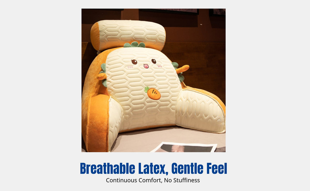 Latex Headboard Pillow, Soft Plush Backrest, Removable Cover, Cartoon Design, Multi-Functional for Sofa, Bed, Dorm