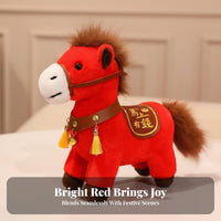 Chinese New Year Horse Stuffed Toy Soft and Cuddly Chinese New Year Horse Stuffed Toy Blessing Souvenir for Family, Collectors, Spring Festival