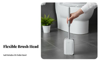 Wall Mounted Toilet Brush Set Soft Bristles Toilet Brush and Holder Set Drill Installation Washroom Accessory for Dorm, RV