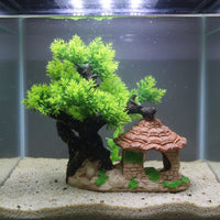 Fish Tank Landscape House Artificial Rockery Decoration Miniature Rockery Model Easy to Place for Terrarium, Desktop