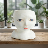 Face Planter Sculptural Bust Planter Face Flower Pot Elegant Statue Classical for Desk, Bookshelf