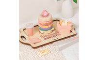 Wooden Hamburger Play Set Fine Motor Skills Quick-Service Meals Toy Set Educational Slice and Stack and Stack Food Toy for Preschool