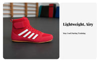 Kids Boxing Shoes Shock-Absorbing High-Top Wrestling Shoes Ankle Support Young Fighting Training Sneakers for Girls, Beginners, Competition, Gym, Mat