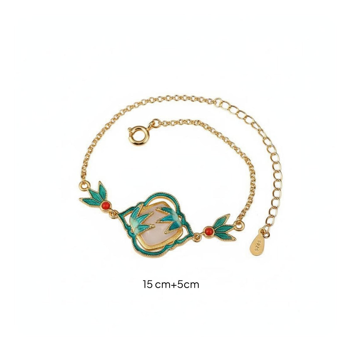 Chinese Design Bamboo Bracelet Adjustable Length Imitation Jade Enamel Bracelet