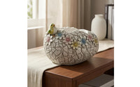 Textured Cracked Eggshell Planter Raised Flowers Eggshell Planter Engraved Plant Container Pastel Floral for Courtyard, Balcony