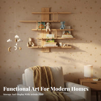 Space-Saving Kids Room Toy Display Shelf Solid Wood Wooden Figurine Display Shelf Easy Installation for Collectors, Adults, Bedroom, Hallway