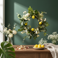 Artificial Lemon Wreath Green Foliage Home Decor Leafy