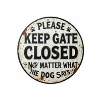 Round Metal Wall Plaque Paw Retro Print Iron Sign Rust-Brown Home Decor for Gate
