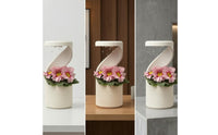 Sculptural Vase with Drainage Tray Contemporary Desktop Vase Compact Planter Modern for Plant Lovers, Minimalists, Tabletop, Desk, Office, Shelf