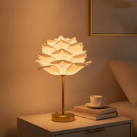 Floral Table Lamp with Rose Shade Gold Rose Lamp Decorative Elegant for Bedroom, Wedding