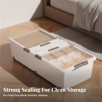 Wheeled Under-Bed Bin with Wheels Wheeled Latching Box Large Capacity for Closet