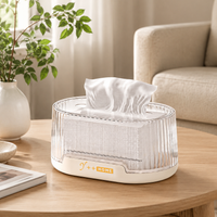 Oval Acrylic Tissue Box, Transparent Removable Lid Tissue Box Holder, 24x15x11.5cm Desktop Tissue Box Cover for Living Room, Office