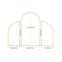 3 Pieces Indoor and Outdoor Use Gold Metal Wedding Arch Sturdy Gold Wedding Arch Easy to Assemble for Birthday Party