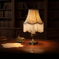 European Style Tassel Lampshade Handmade European Style Lampshade Elegant Accent Green Textile Lamp Cover for Bedroom, Living Room, Study