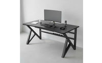 Gaming Desk Built-in Cable Management Carbon Fiber Desk Surface Headphone Hook K-Leg Computer Table for Esports Athletes, Students, Bedroom