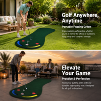 Expert Putting Green Mat, Indoor Outdoor Practice Mat for Home Garden, Flocked Fabric with Cup & Slope Feature