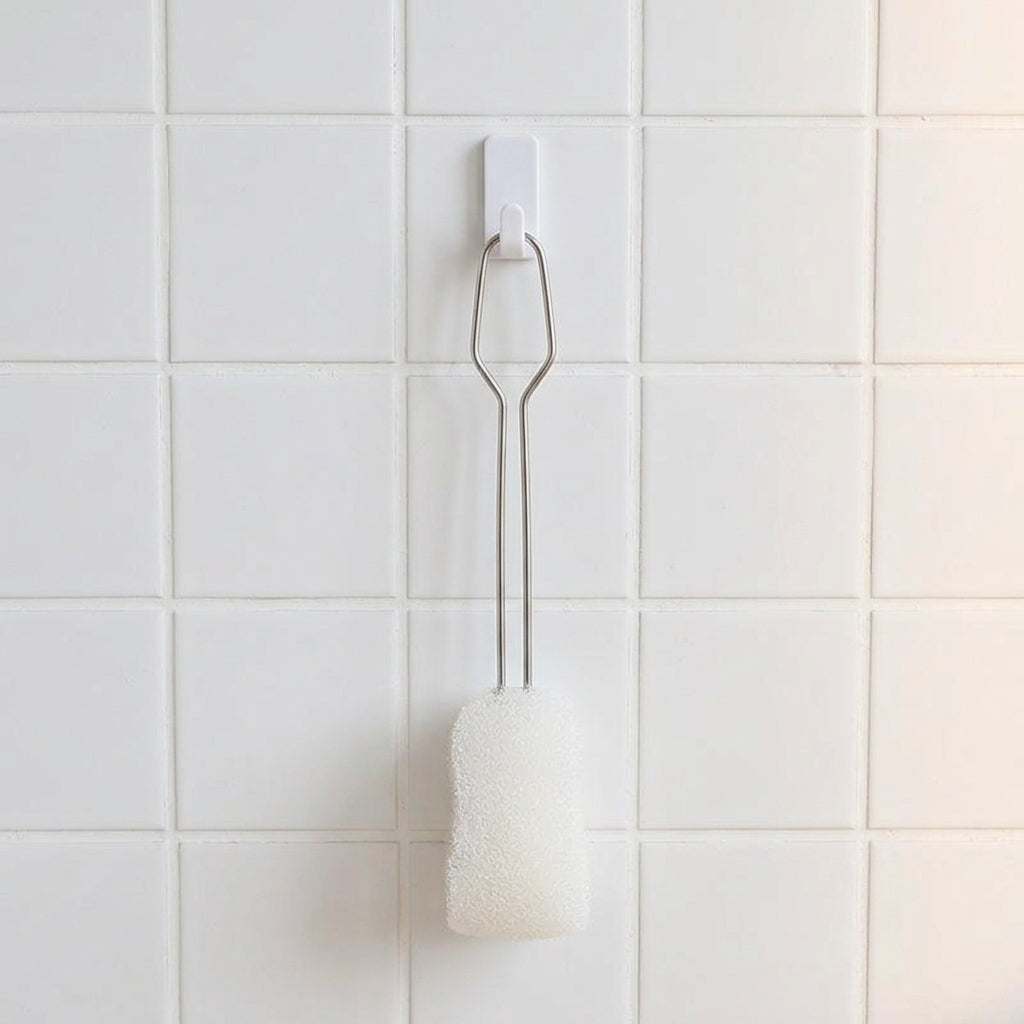 Sponge Bottle Brush with Stainless Steel Handle for Baby Bottles and Kitchen Cleaning