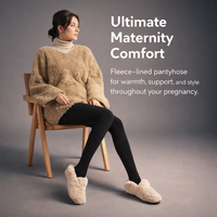 Maternity Leggings with Fleece Lined Warmth for Autumn Winter, Adjustable Waist Over Bump Tights with Belly Support Panel