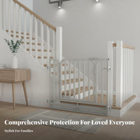 Drillwithout Drilling Installation Pressure-Mounted Fence with Pass-Through Door Adjustable Fit Pressure-Mounted Walk-Through Door Easy Accessible Latch Pet Barrier Single-Handed-Hand Operation for Dog Owners, Caregivers, Grandparents, Stairways