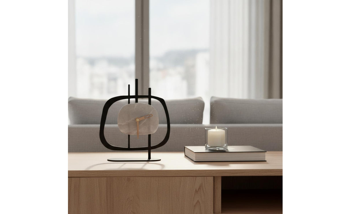 Decorative Table Clock Compact Clock with Metal Frame Sturdy for Shelf