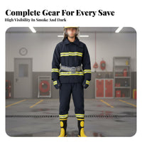 6 Pieces Heat Insulating 6 Piece Firefighter Suit Reflective Strips Retardant Firefighter Outfit Waterproof Fire Protection Clothing Breathable Material for Firefighters, Safety Trainees, Firefighting, Industrial Sites