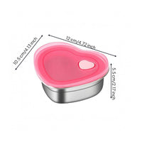 Pink Lid Heart-Shaped Container Leak-Resistant Stainless Steel Container Silicone Seal Stainless Steel Condiment Cup Vent Button