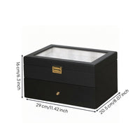 Matte Black Watch Storage Box Gold-Tone Clasp Watch Display Case Padded Interior