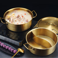 Gold-Colored Hot Pot Thickened Stainless Steel Pot Polished Shiny Finish Cookware Flat Bottom