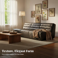 Oil Wax Finish L-Shaped Corner Sofa Retro Design Sectional Couch Minimalist design Living Room Furniture Space-Saving for Apartment Dwellers, Homeowners, People Who Entertain, Home, Lounge Area, Basement