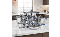 12 Pieces Stainless Steel Pot and Pan Set Uniform Heat Distribution 12-Piece Cookware Set Scratch Resistant Kitchen Equipment